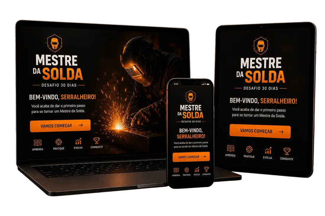 Aplicativo Mestre da Solda em notebook, tablet e celular